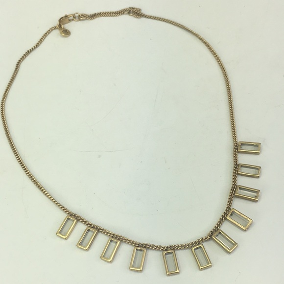 Madewell Gold tone mini Rectangle Glass Charm Necklace